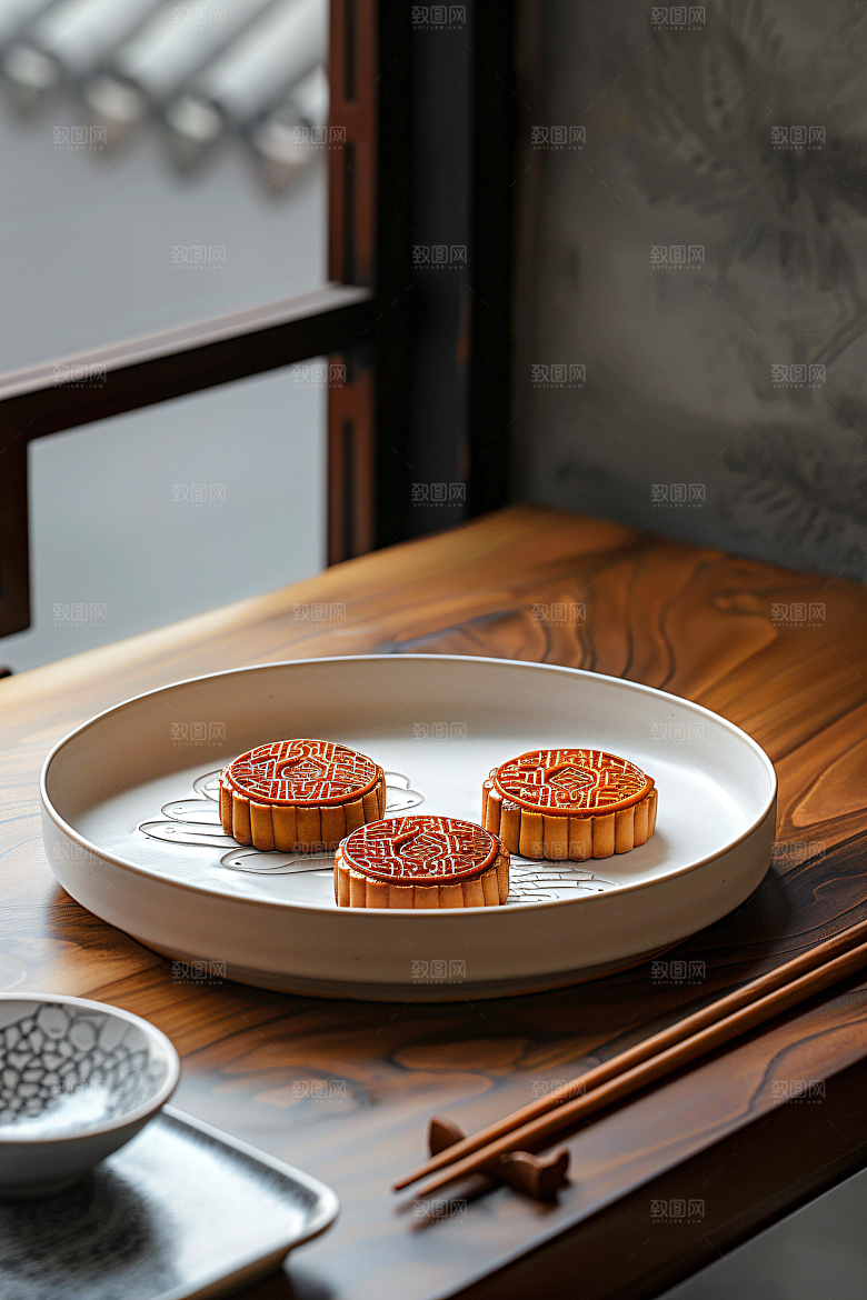 中秋月饼高清文化摄影图