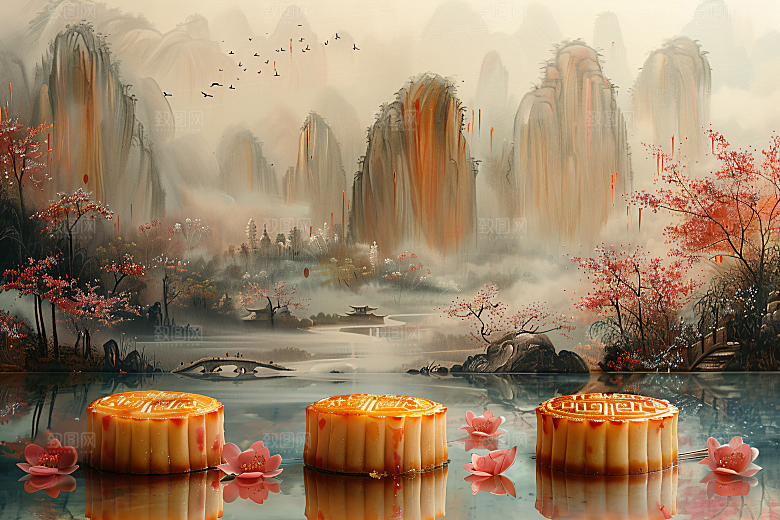 中秋月饼高清美味摄影图