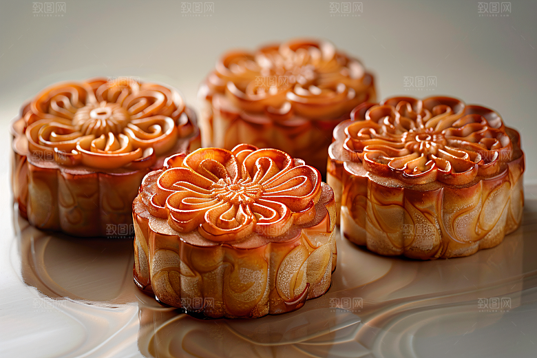 中秋月饼美食糕点摄影图