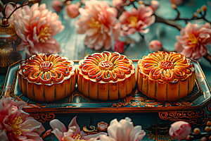 中秋月饼糕点习俗摄影图