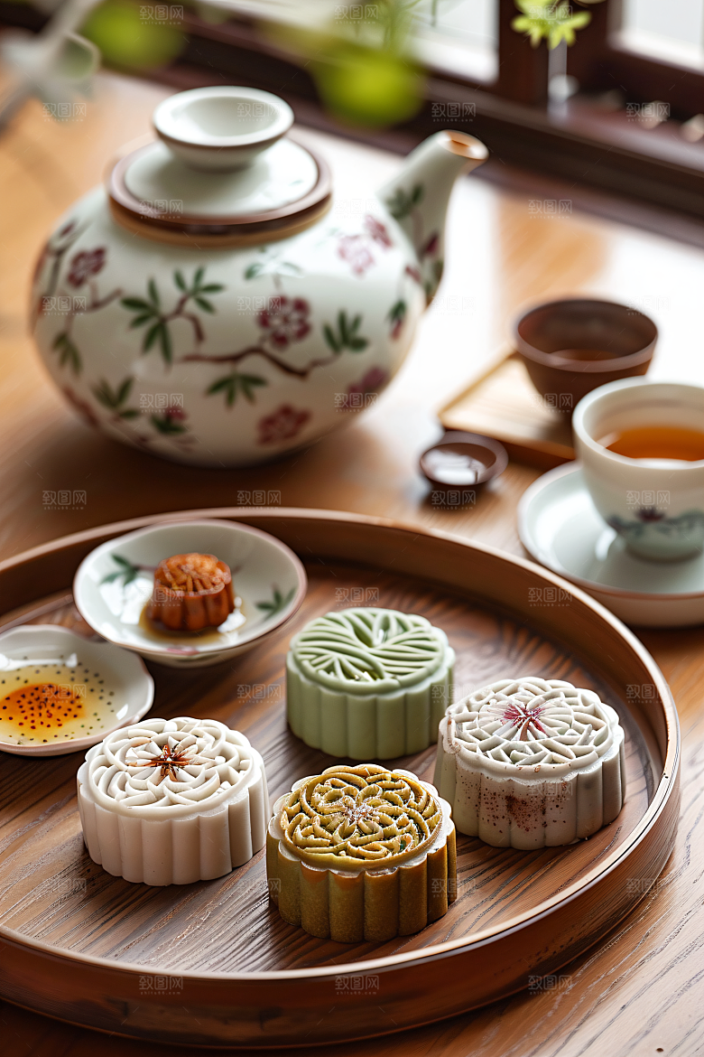 中秋月饼美食传统节日摄影图
