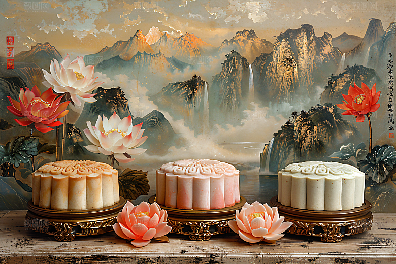中秋月饼高清中秋节摄影图