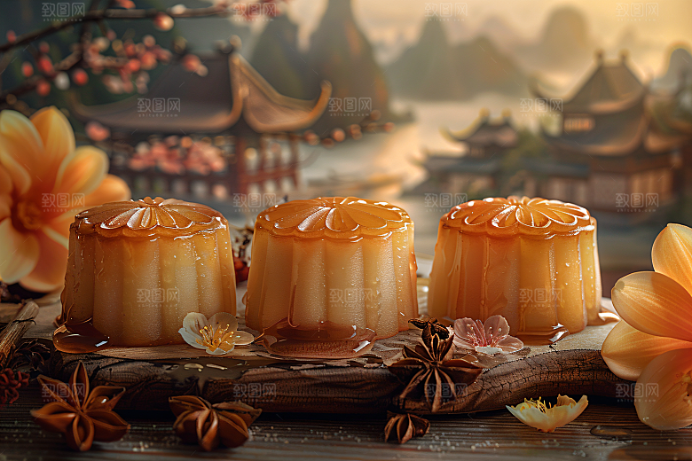中秋月饼莲蓉月饼美味摄影图