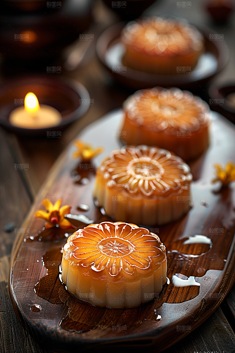 中秋月饼美味传统节日摄影图