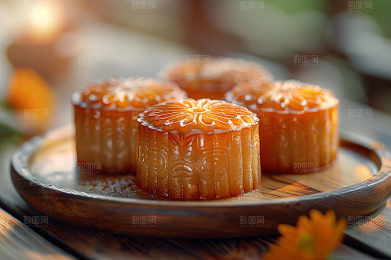中秋月饼糕点传统节日摄影图