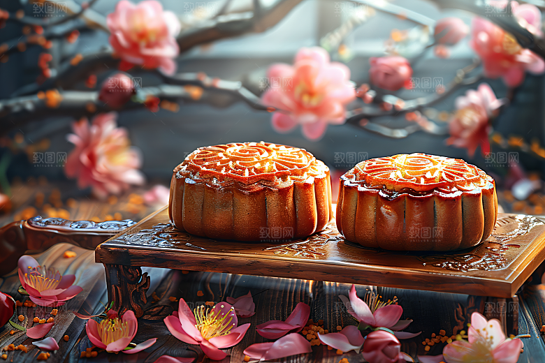中秋月饼糕点传统节日摄影图