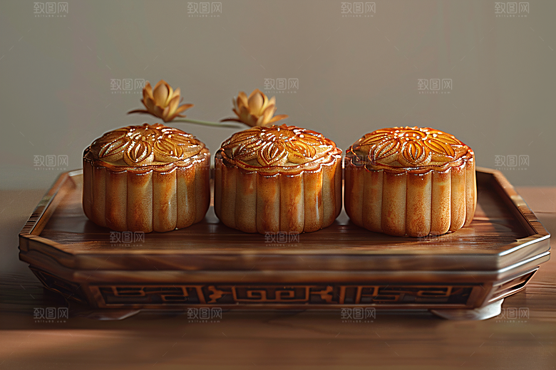 中秋月饼中秋节美食摄影图