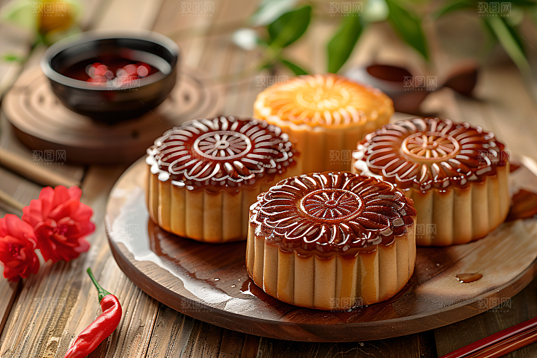 中秋月饼糕点莲蓉月饼摄影图