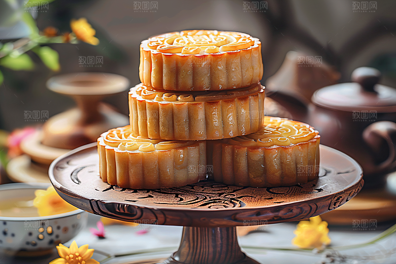中秋月饼美味高清摄影图