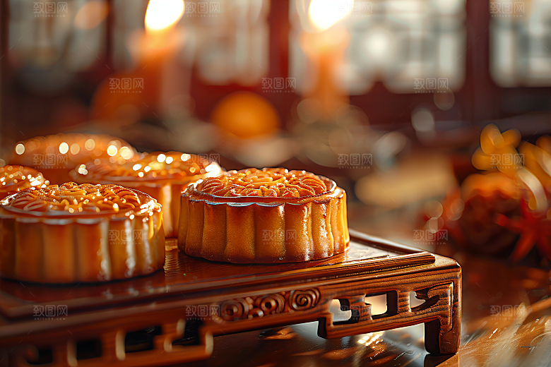 中秋月饼美味美食摄影图