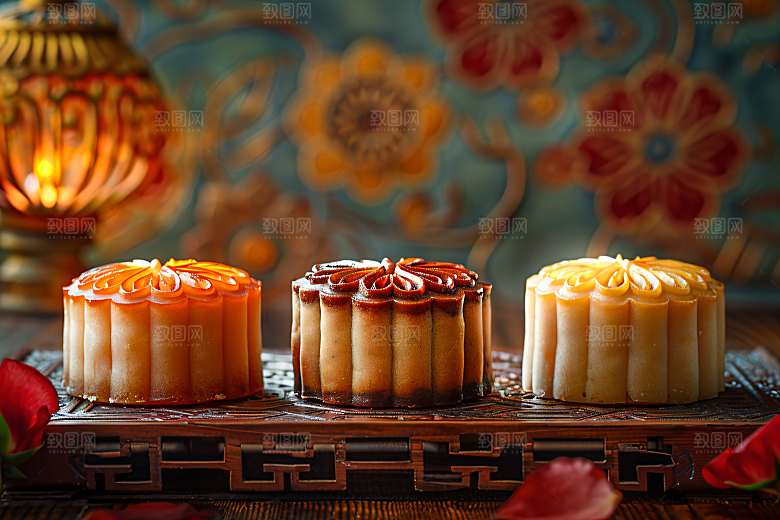 中秋月饼甜点中秋节摄影图