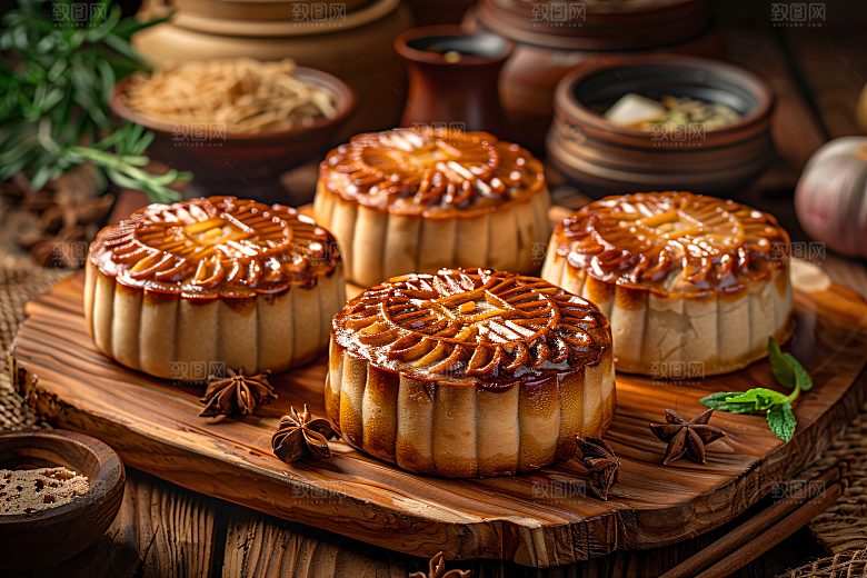 中秋月饼美味广式月饼摄影图