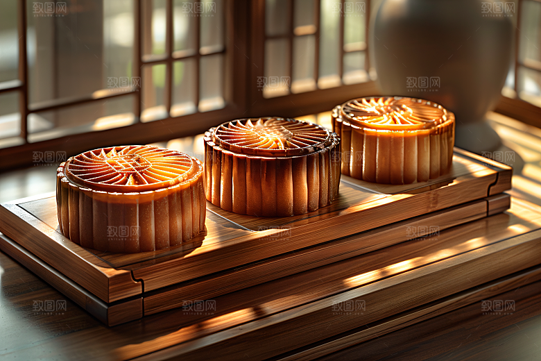 中秋月饼传统美食习俗摄影图