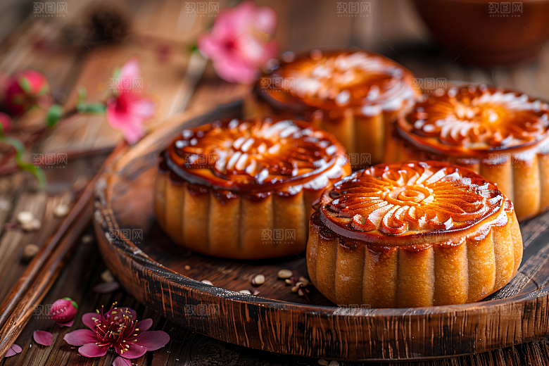 中秋月饼糕点莲蓉月饼摄影图