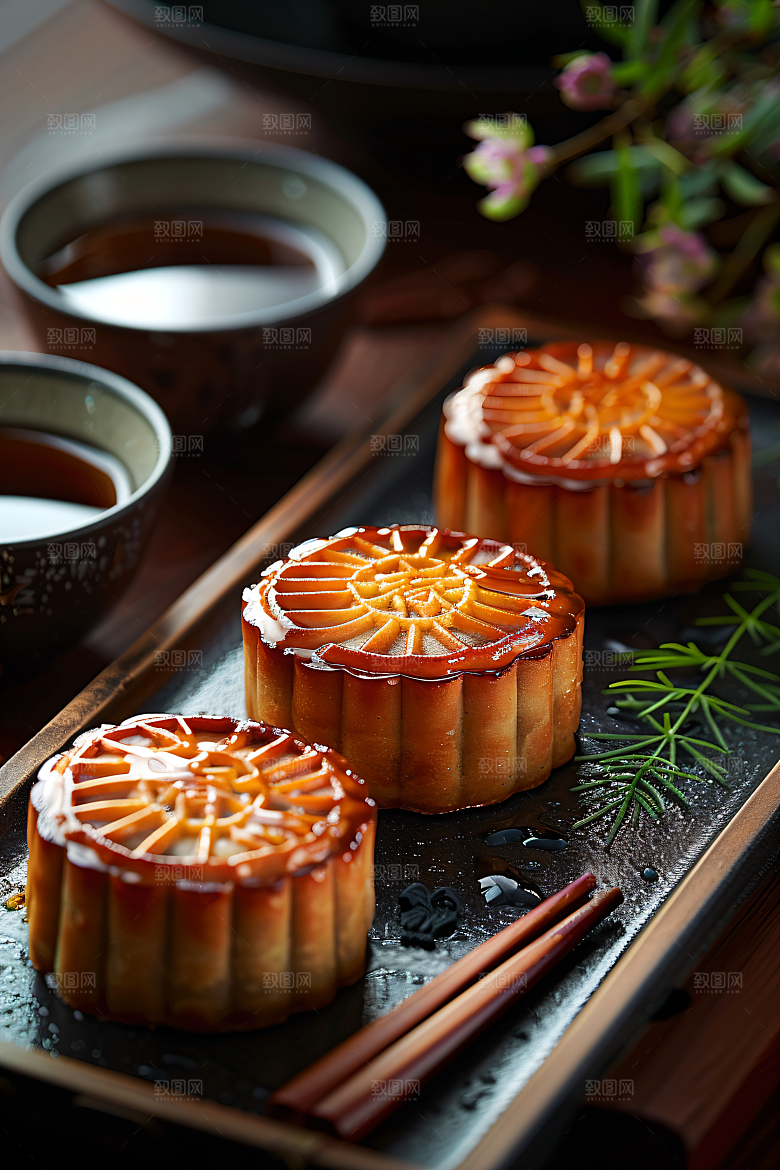 中秋月饼美食传统节日摄影图