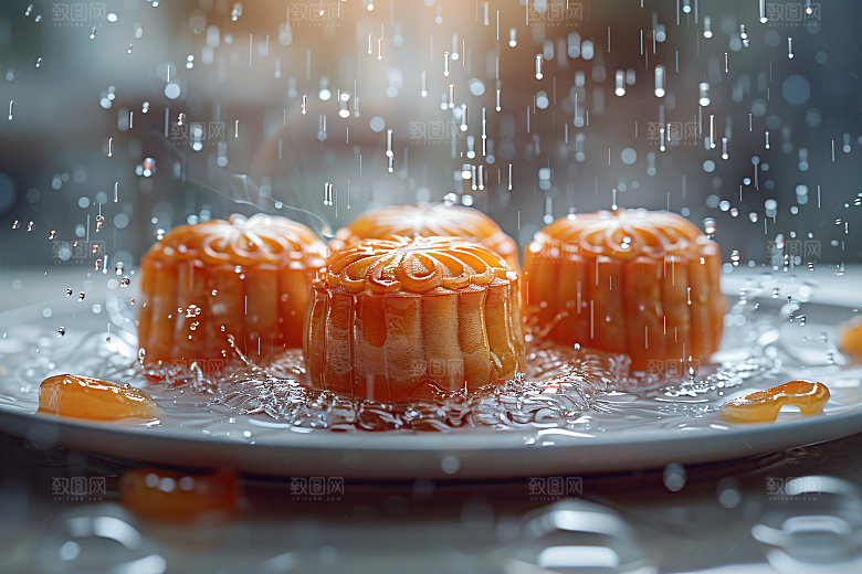 中秋月饼莲蓉月饼甜点摄影图