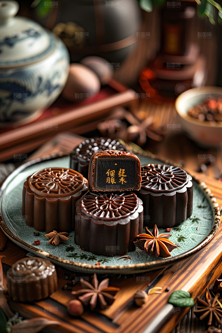 中秋月饼习俗广式月饼摄影图