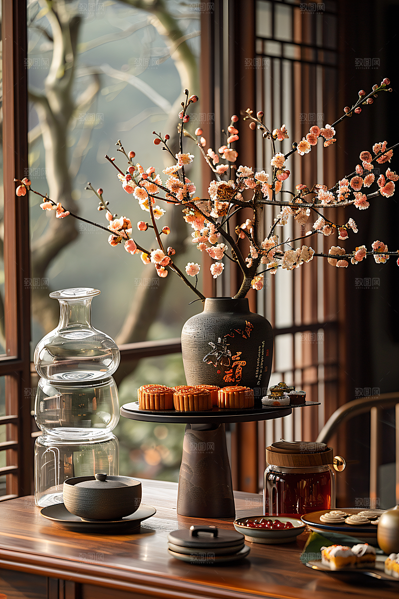 中秋月饼美味广式月饼摄影图