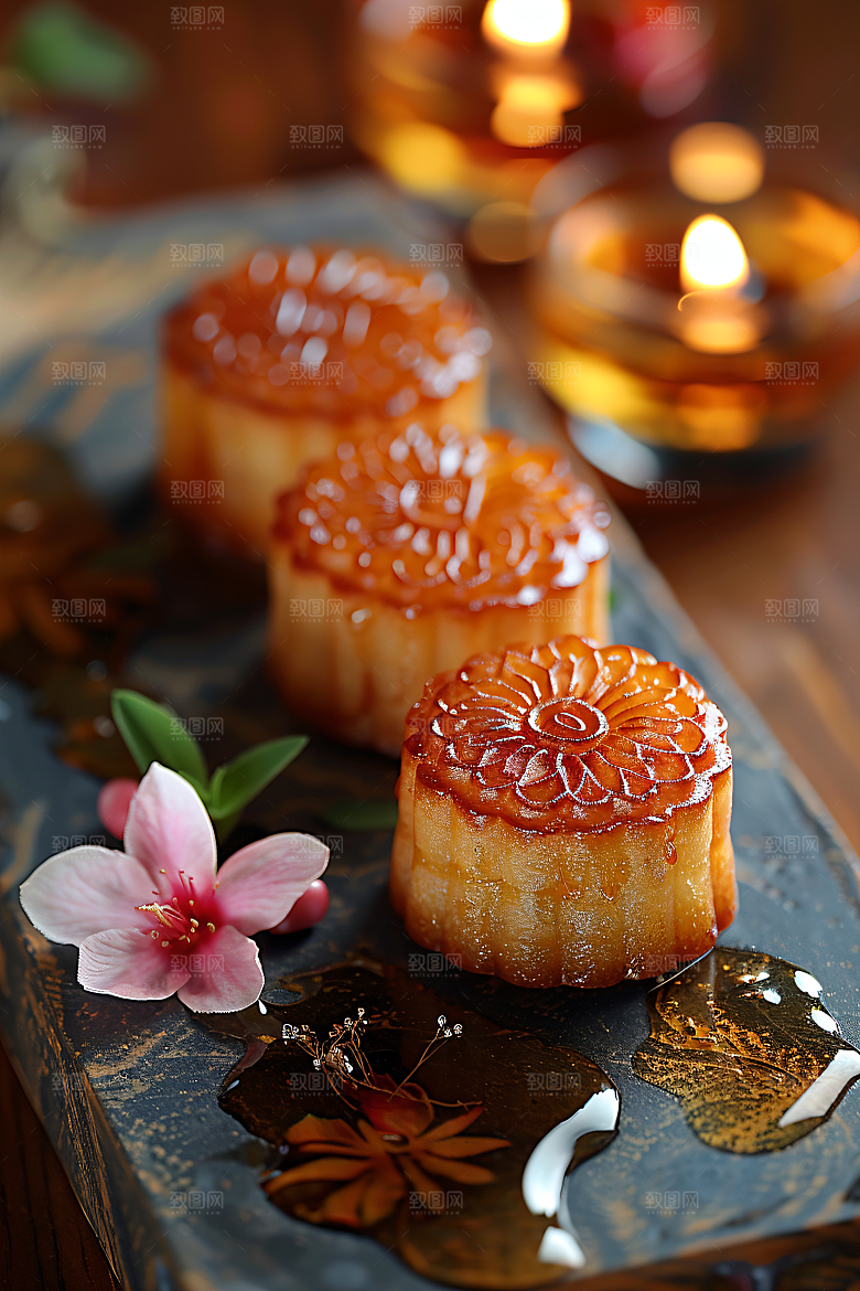 中秋月饼糕点广式月饼摄影图