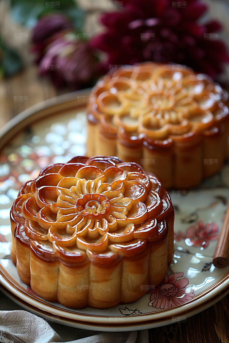 中秋月饼传统美食广式月饼摄影图