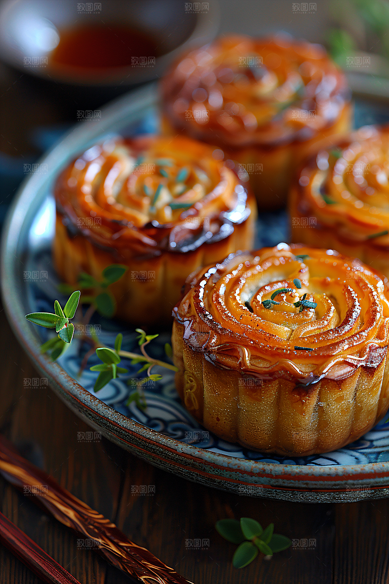 中秋月饼传统节日传统美食摄影图