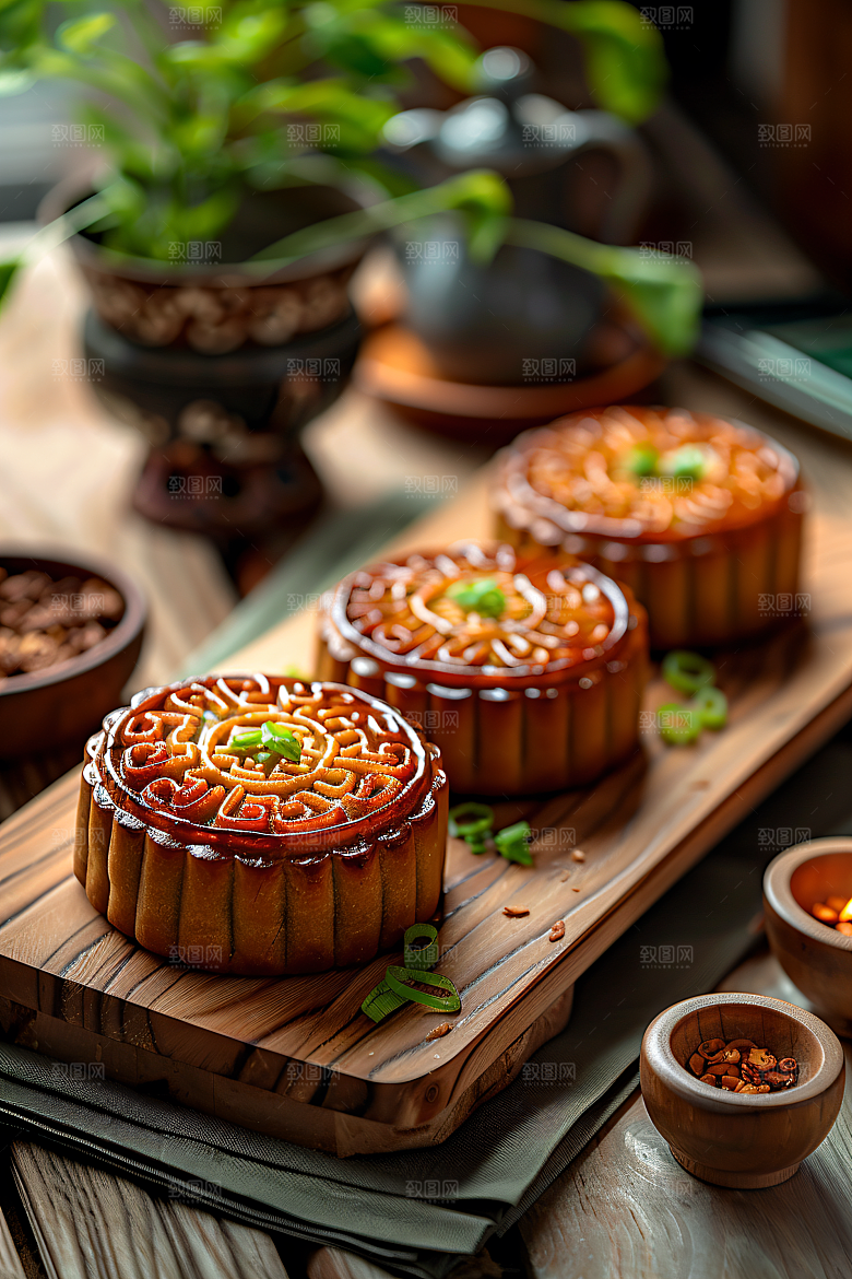 中秋月饼糕点传统节日摄影图