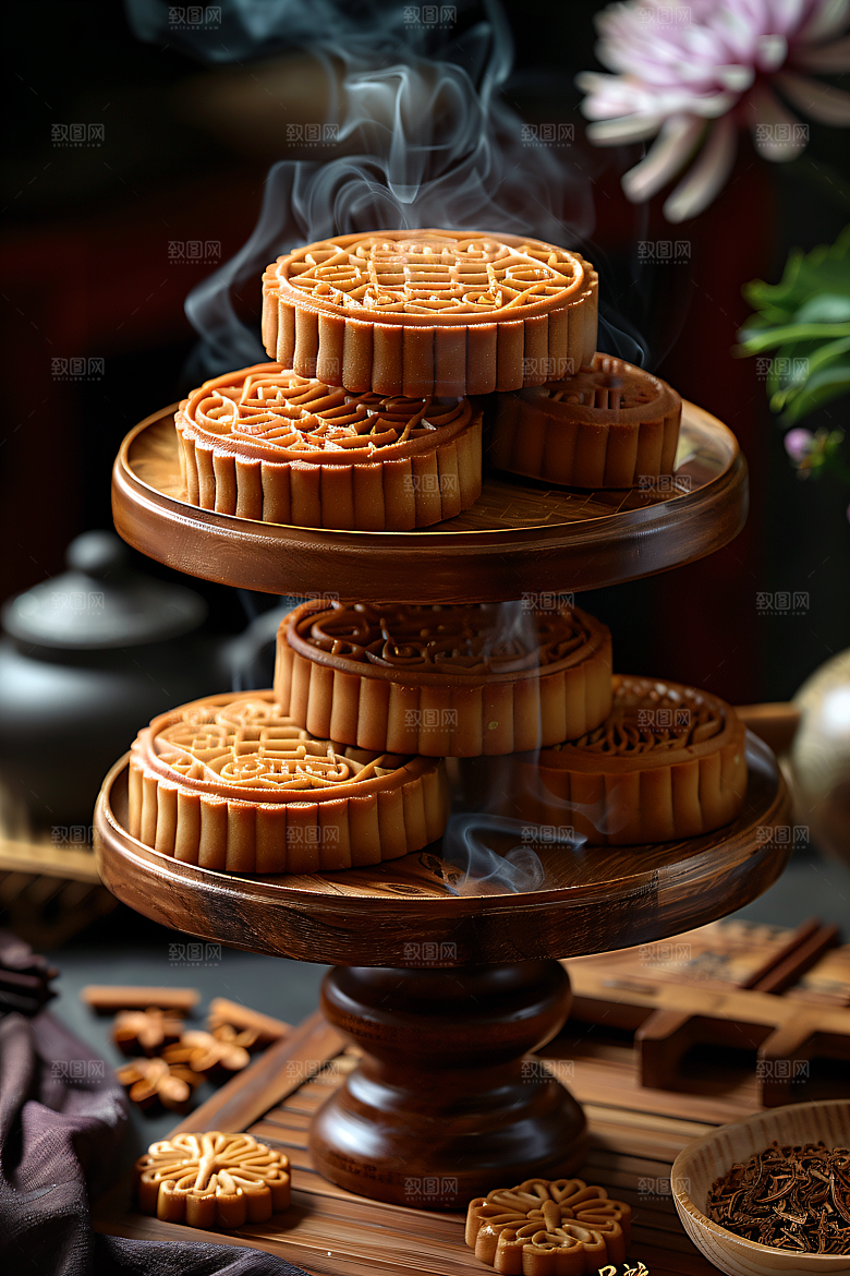 中秋月饼习俗高清摄影图