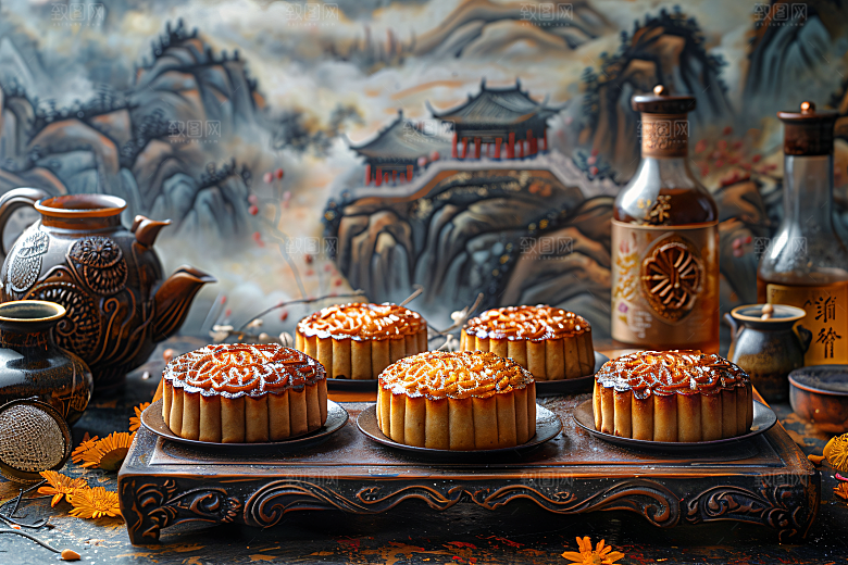中秋月饼传统节日高清摄影图