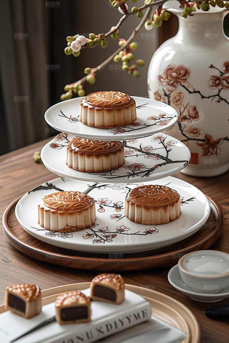 中秋月饼高清传统美食摄影图