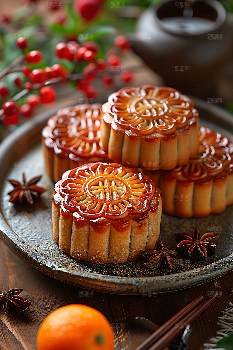 中秋月饼文化甜点摄影图