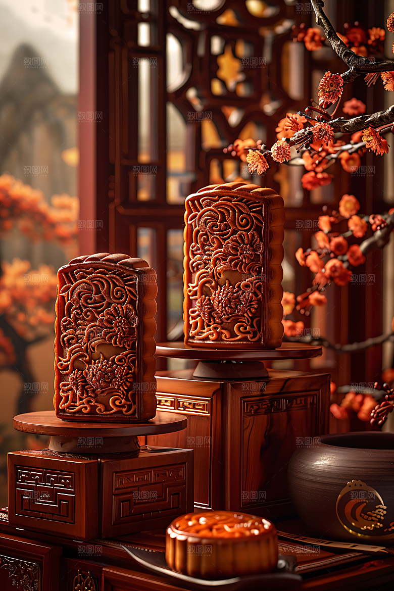 中秋月饼传统节日习俗摄影图