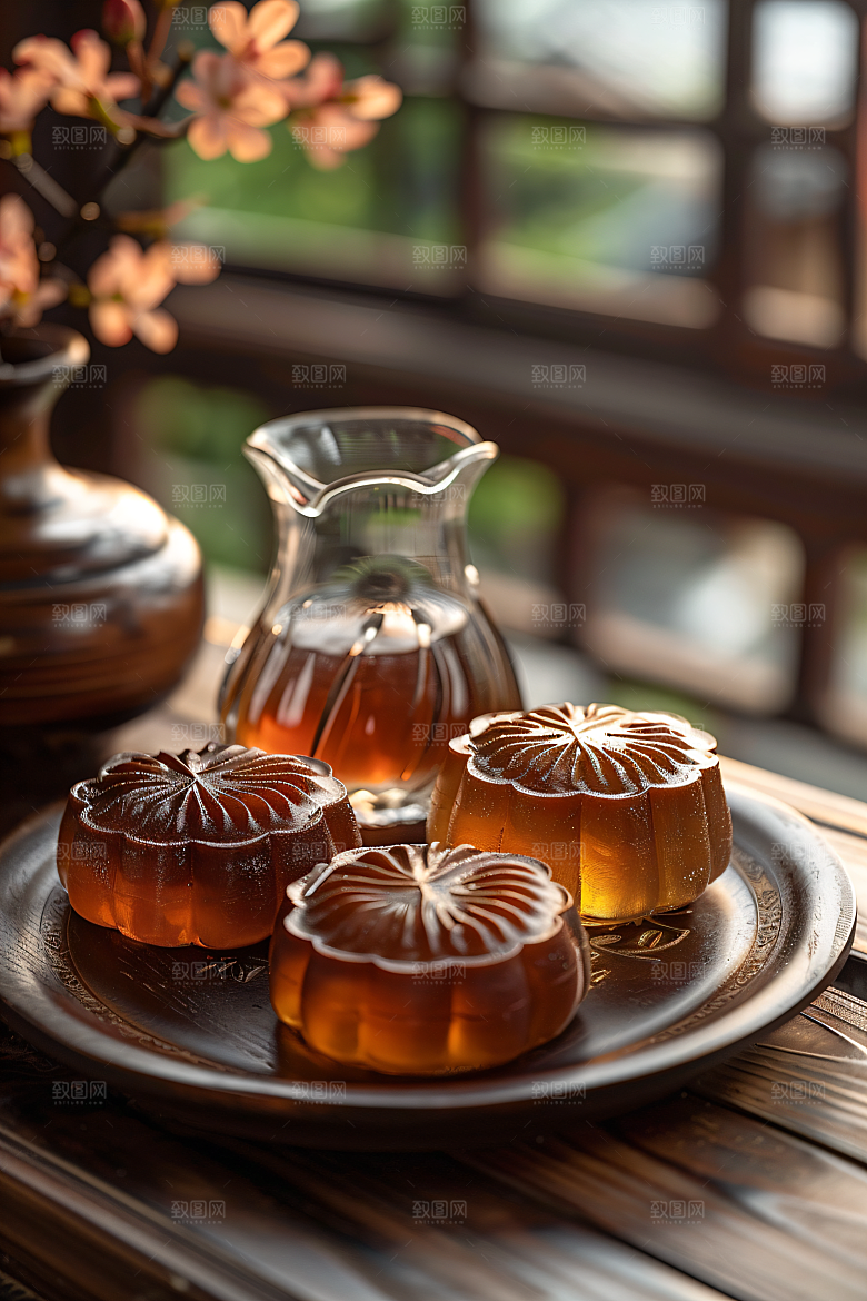 中秋月饼糕点甜点摄影图