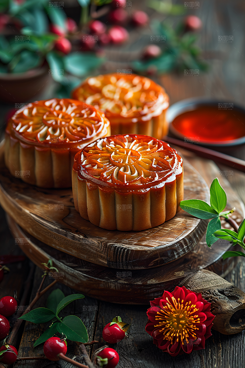中秋月饼习俗广式月饼摄影图