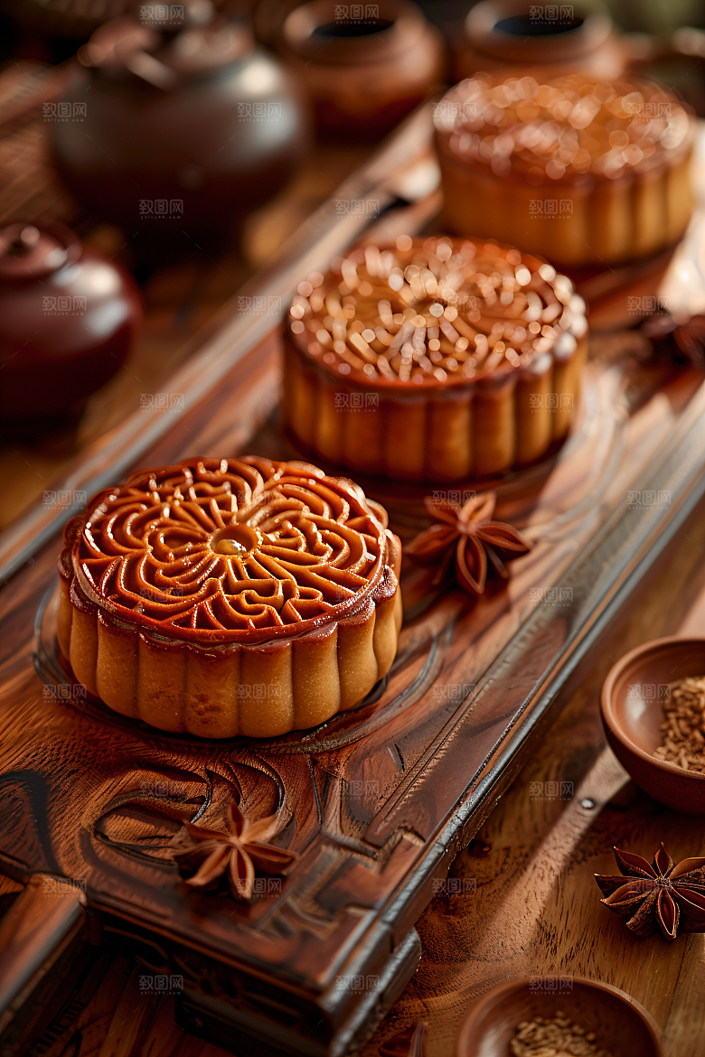 中秋月饼传统美食传统节日摄影图
