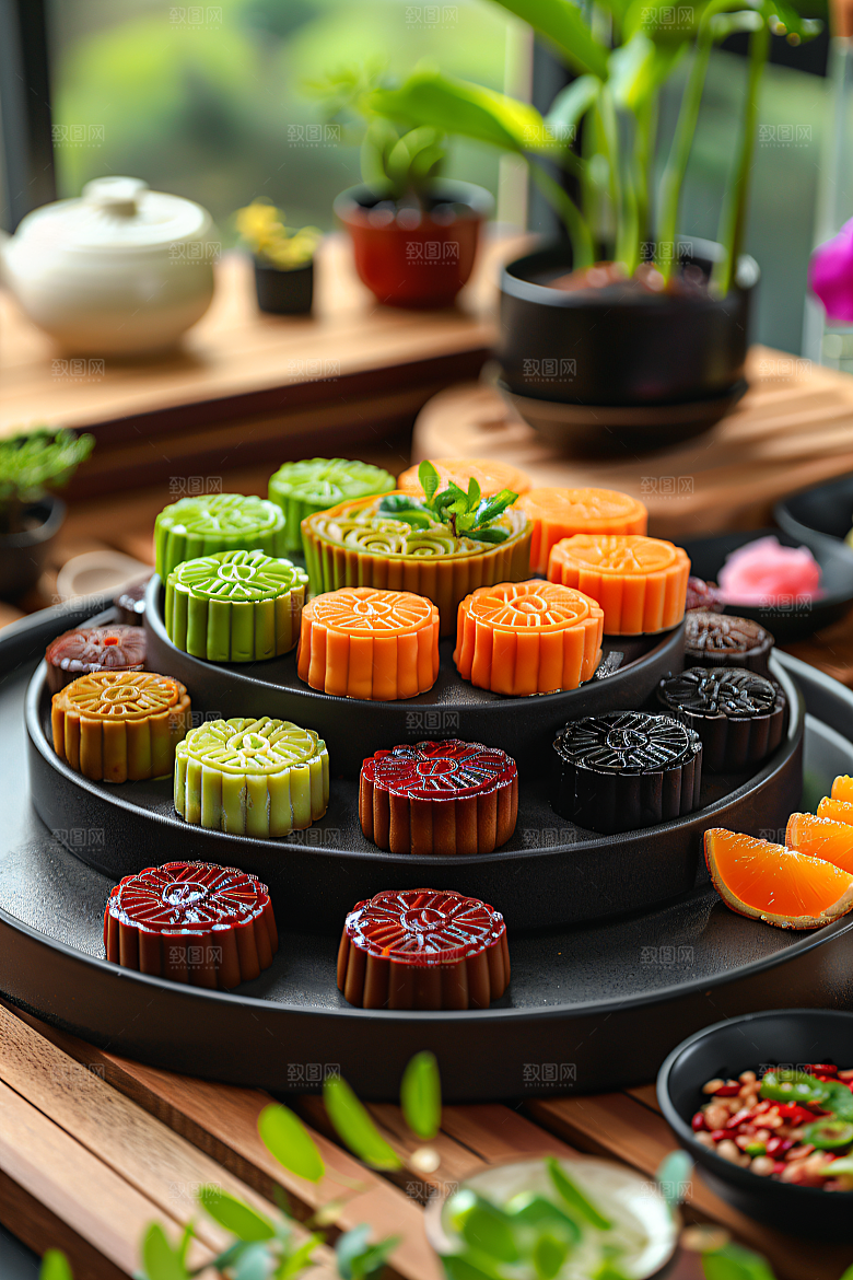 中秋月饼糕点文化摄影图