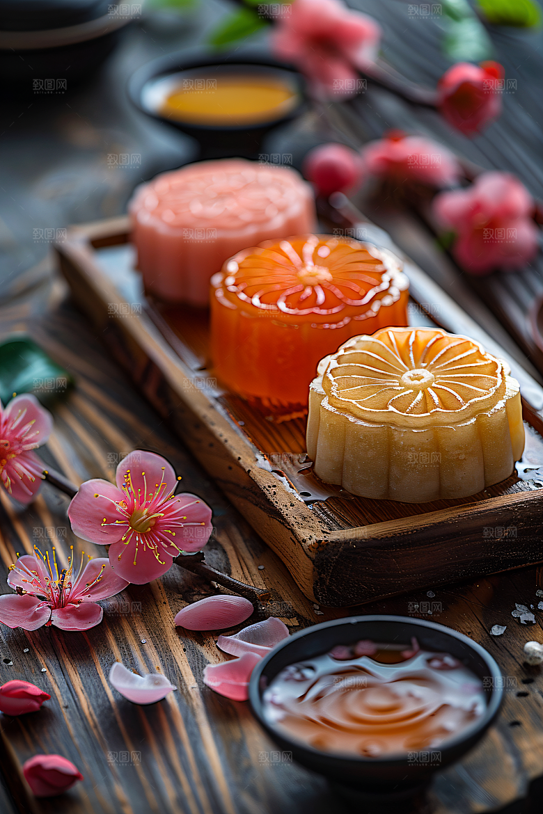 中秋月饼美食甜点摄影图