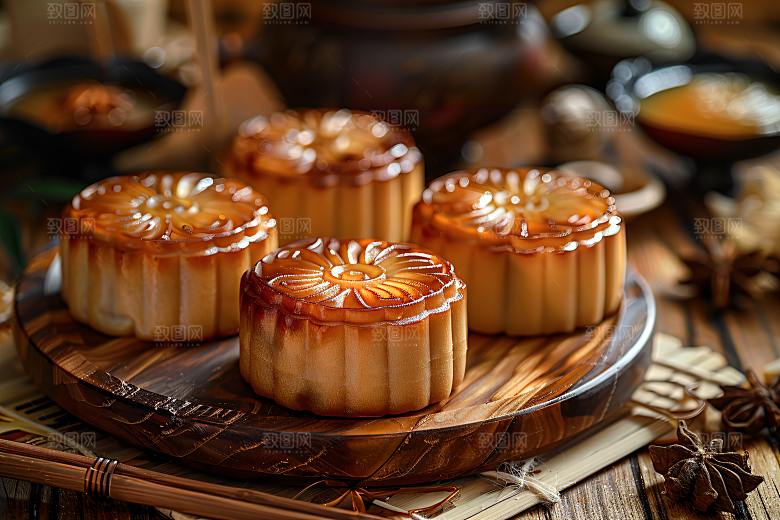 中秋月饼糕点莲蓉月饼摄影图