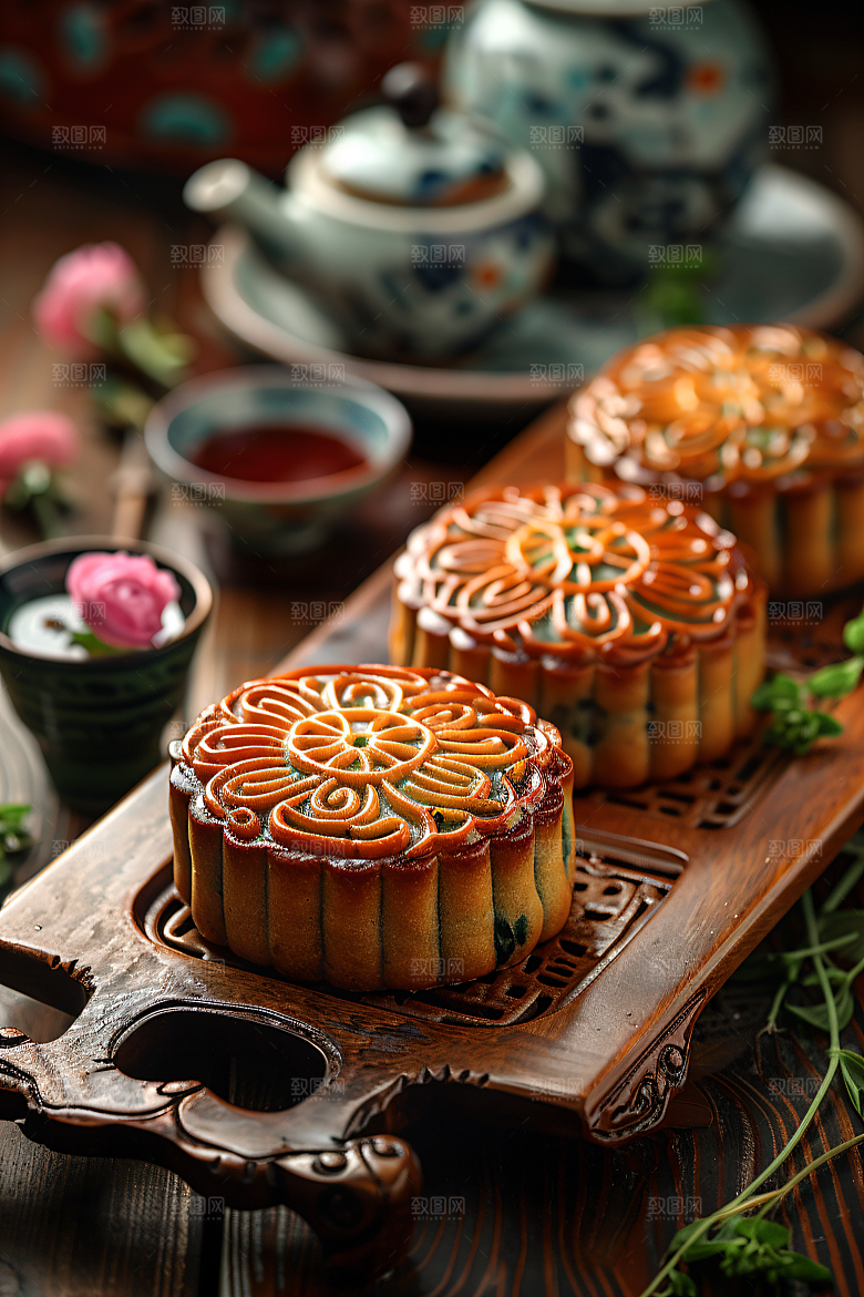 中秋月饼中秋节高清摄影图