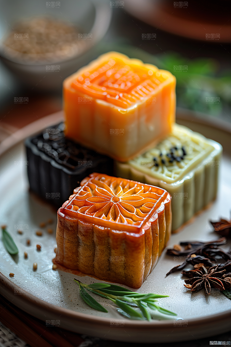 中秋月饼高清糕点摄影图