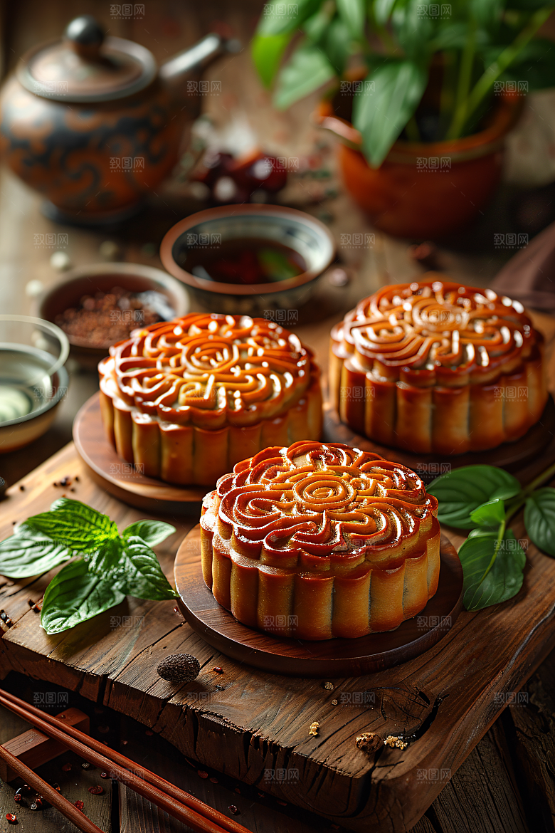 中秋月饼高清糕点摄影图