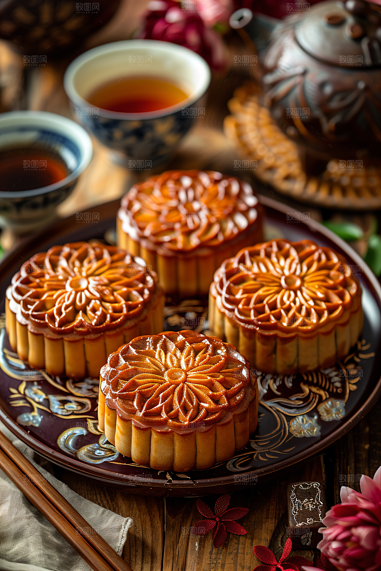 中秋月饼莲蓉月饼高清摄影图