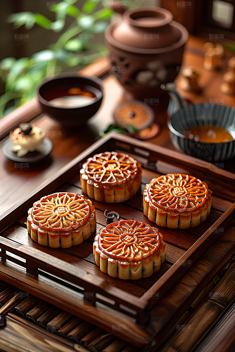 中秋月饼中秋节莲蓉月饼摄影图