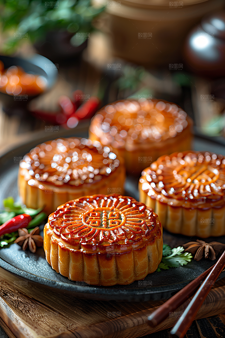 中秋月饼莲蓉月饼美味摄影图