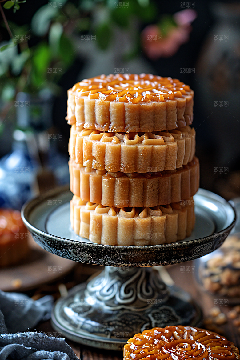 中秋月饼中秋节美食摄影图