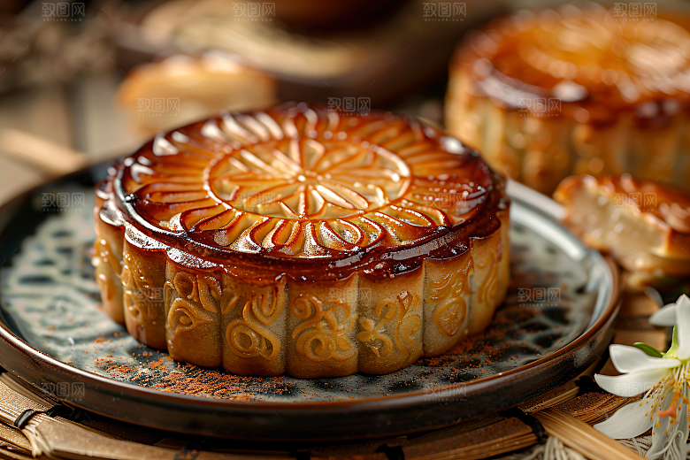 中秋月饼美味莲蓉月饼摄影图
