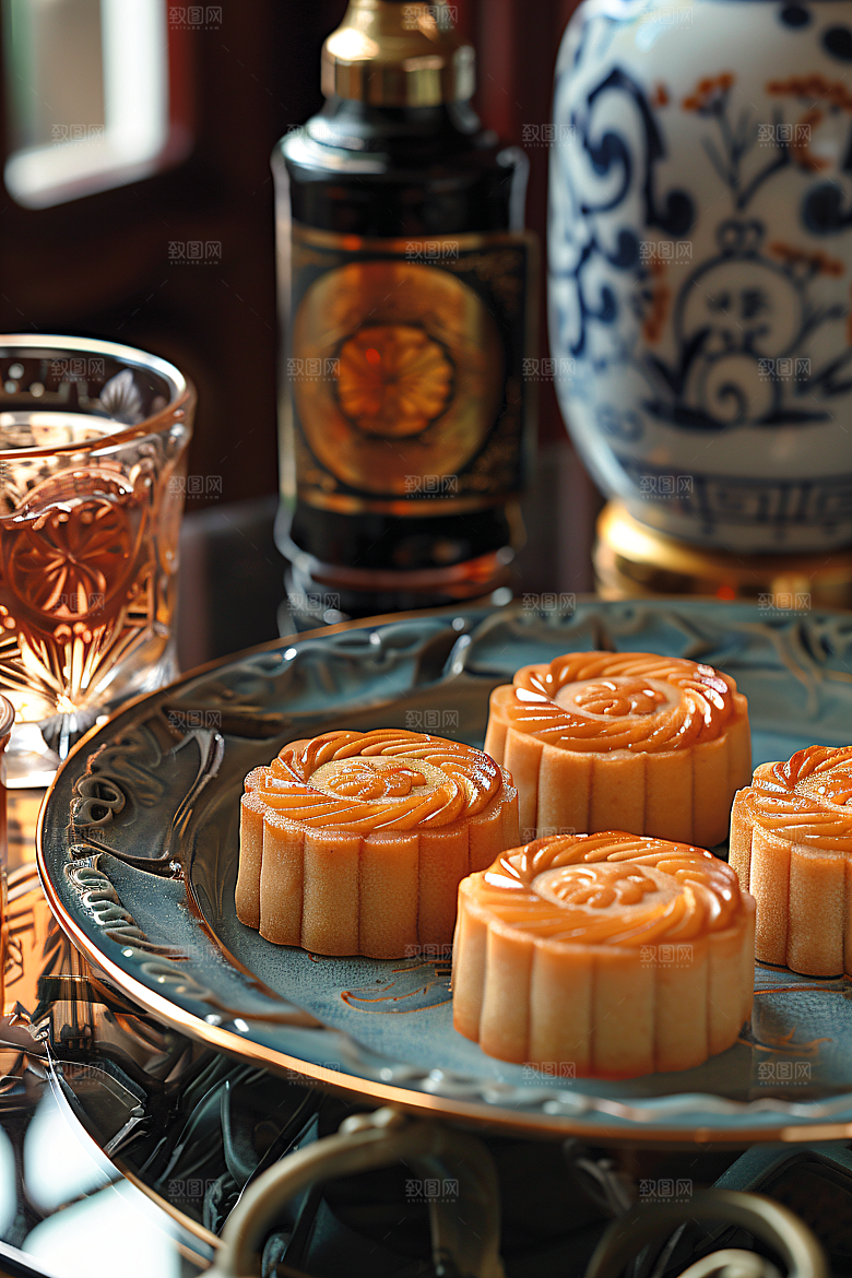 中秋月饼甜点文化摄影图