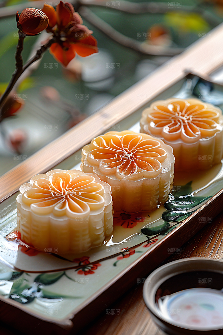 中秋月饼莲蓉月饼习俗摄影图