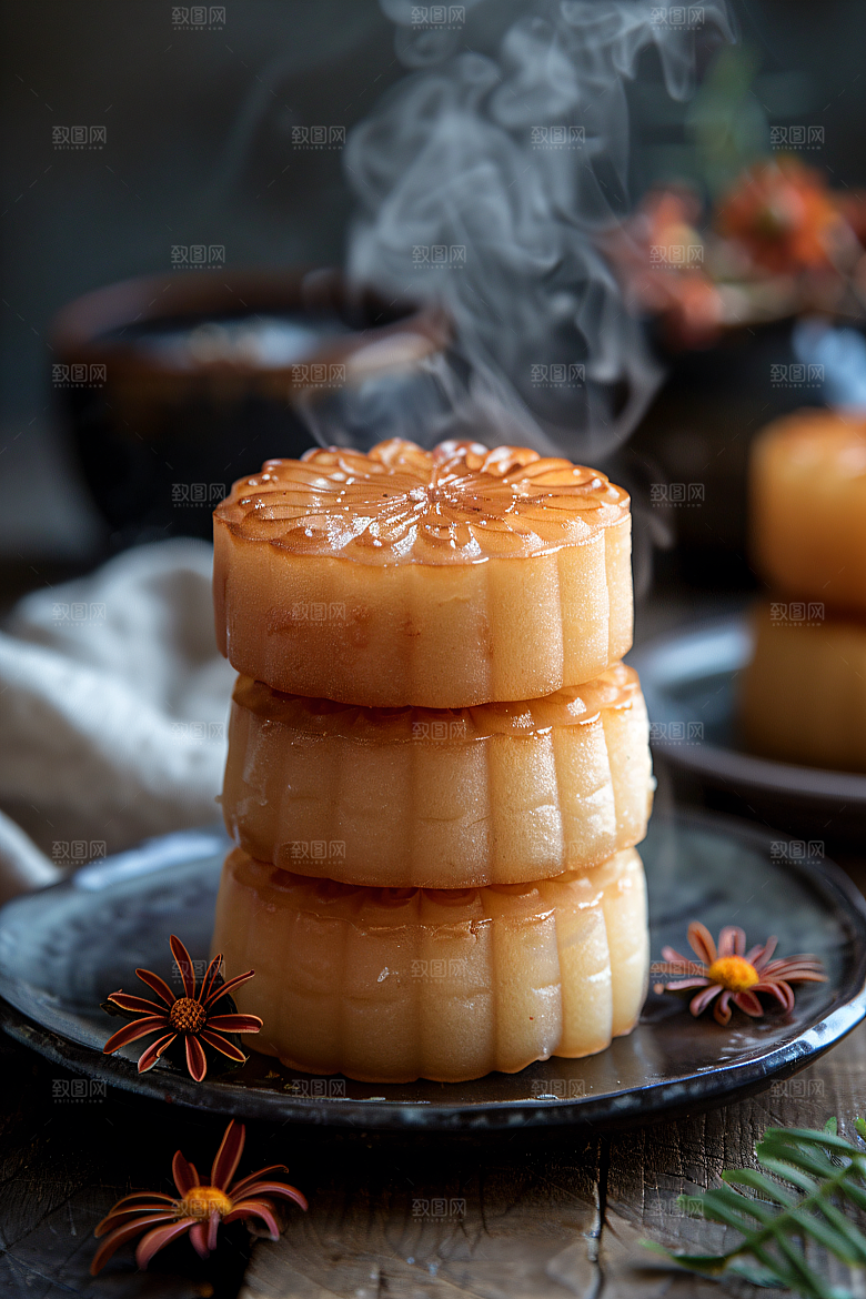 中秋月饼糕点中秋节摄影图