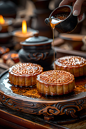 中秋月饼美味广式月饼摄影图