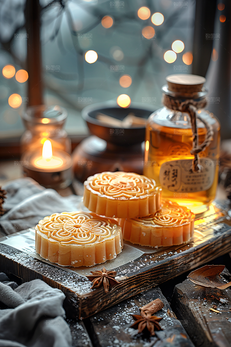 中秋月饼传统节日广式月饼摄影图